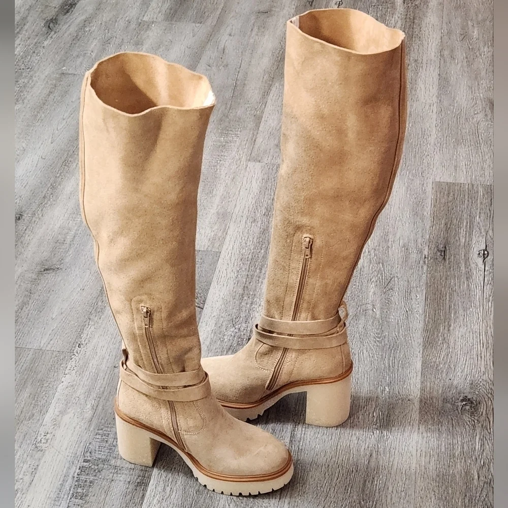 Free People Jasper Leather Platform‎ Over The Knee Tall  Boots
